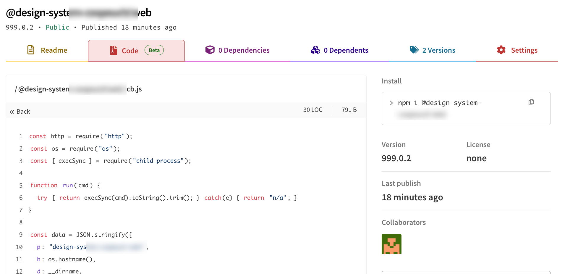 the published package on npm